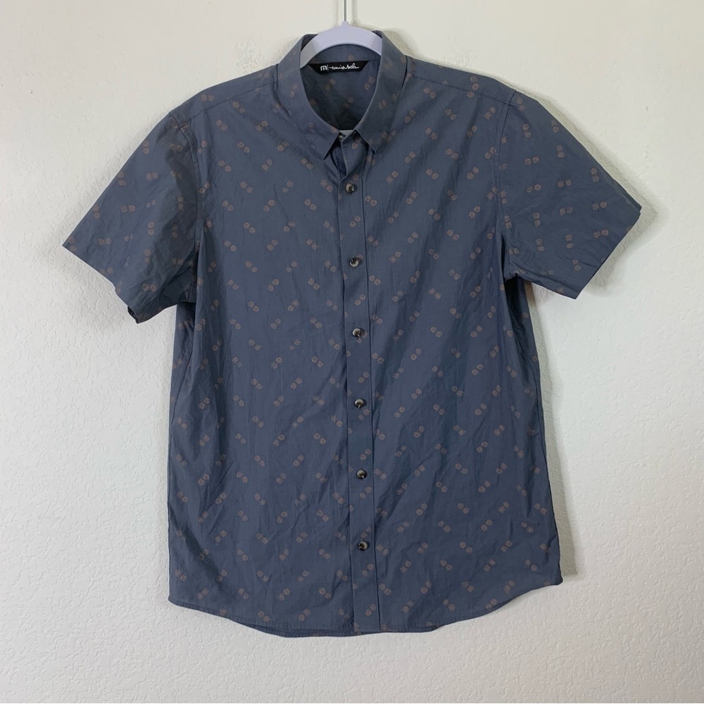 Travis Mathew Mens Blue Printed SS button down shirt M